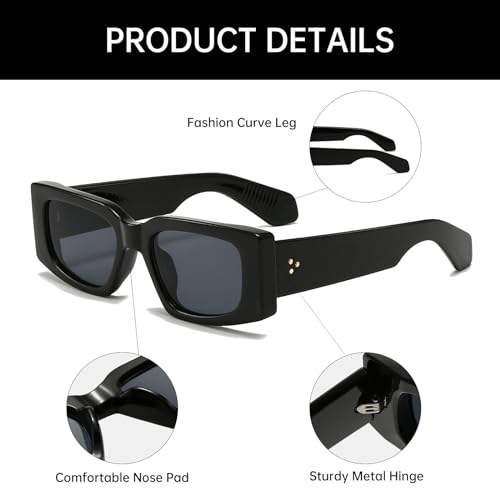 YAMEIZE Retro 90s Rectangle Sunglasses - Square Classic Sun Glasses UV400 Protection Driving Outdoor for Women Men4
