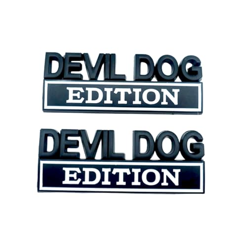 Image of Pair Set Devil Dog Edition Bumper Letters 3D Decal Emblems Badge Replacement for Universal Car, Truck, Rv, Boat (Black White)