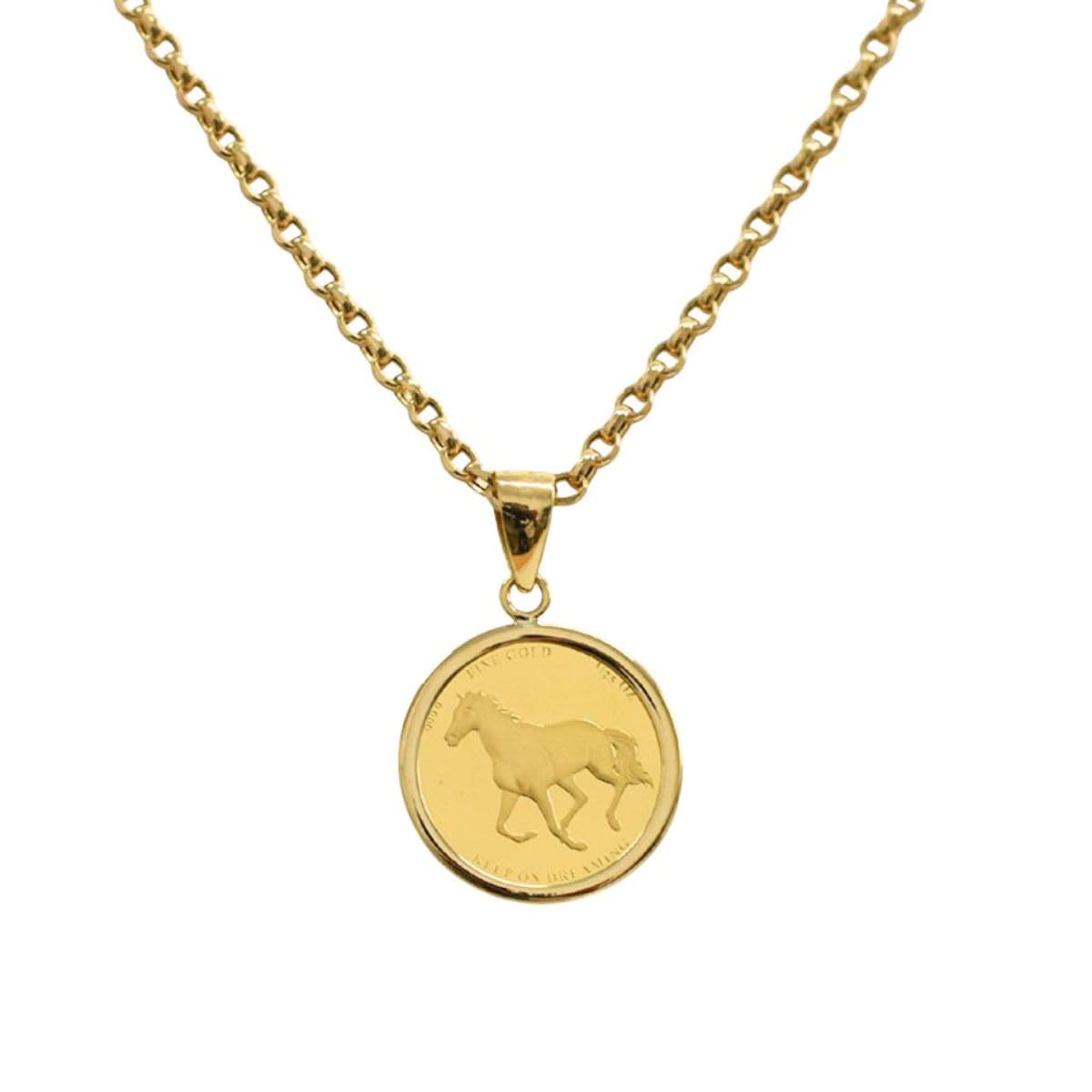 Amazon.co.jp: 純金コイン 純金 コイン 金 24金 18金 金貨 スイスPAMP社発行金貨 ホースコイン 1/25オンス 枠K18付  コインペンダント イエローゴールド 馬蹄 クリスマス 誕生日 プレゼント : ファッション