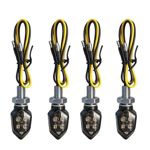 4 Stück LED Motorrad Blinker 12V, 5 LEDs M8 E Mark E24 Geprüft, IP65 Wasserdicht Motorradblinker Universal, Kompakte Mini LED Blinker Für Motorrad, Moped, Scooter, Fahrrad, Quad, Motocross Umbauten