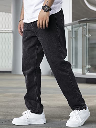 Image of AVANOVA Men's Slant Pocket Wide Leg Jeans - Casual Loose Fit Denim Pants, Cotton Blend Trousers with Slant Pockets for Daily & Streetwear (Jeans-139)