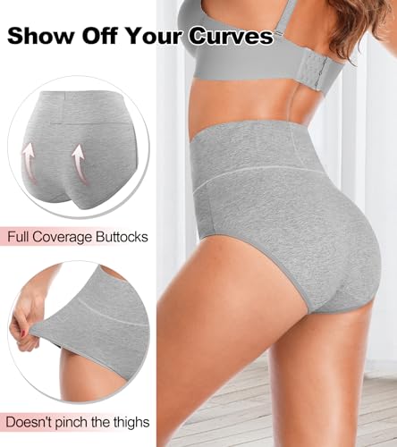 OLIKEME High Waisted Underwear for Women Tummy Control Full Coverage Cotton Ladies Panties Soft Stretch Briefs4