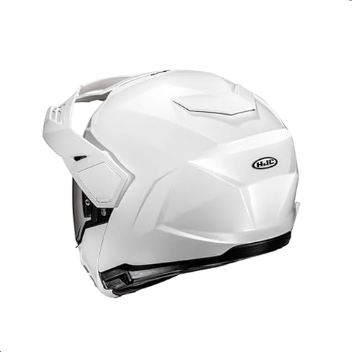Miniatura 6 de Casco de motocicleta modular HJC i80 sólido con visera HJ-44 Pin-lock, aprobado por DOT (Blanco, Mediano)
