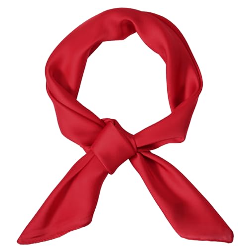 Narsikar 26 Satin Square Scarf Neck Hair Scarf Handkerchief for Halloween Costume Accessory (Wind Red)