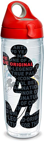 Tervis Disney-Mickey Mouse True Original Insulated Tumbler with Wrap and Red with Gray Lid, 24oz Water Bottle, Clear