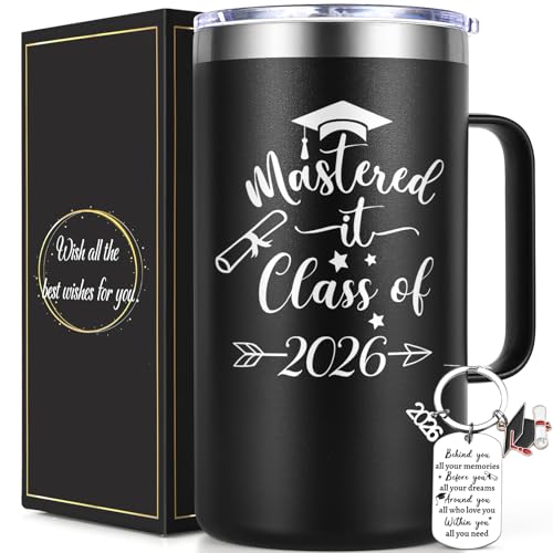 Lifecapido Masters Degree Graduation Gifts, Mastered It Class of 2026 20oz Insulated Coffee Mug with...