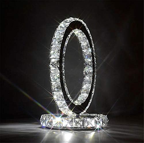 ADDG Modern Minimalist Crystal Chandelier LED Crystal Circle Table lamp for Bedroom White Light