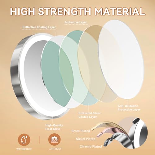 Auxmir Lighted Wall Mounted 20X Magnifying Makeup Mirror, 8" Double-sided 360° Swivel Shaving Mirror with Extendable Arm, 3200mAh Rechargeable Dimmable Mirrors with Tweezer for Bathroom and Hotel - Image 4