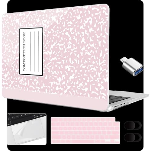 Image of MEEgoodo Case for M5 MacBook Pro 16 inch Case 2026 2024 2023 2021 with M5 M4 M3 M2 M1 Pro /Max Chip, Fit Model A3429 /A3428 /A3403 /A3186 /A2991 /A2780 /A2485, Pink Composition Book