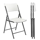 FanttikOutdoor Portable Plastic Folding Chair, Indoor Outdoor Comfortable Sturdy Office Seat with Steel Frame, 350 lbs Capacity for Home, Party, Wedding, Garden, Stadium, 2-Pack, White Zeta H8 Lite