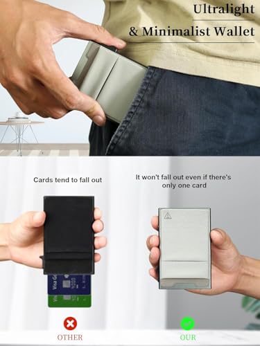 Image of TOYFID Credit Card Holder Wallet for Mens - Metal Slim Minimalist Cards Holder with Stretch Money Pocket - RFID Blocking&Ultralight Small Wallet