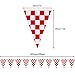 RUBFAC 170ft 120pcs Checkered Banner Red and White Polyester Pennant Banner Flags for BBQ Picnic Birthdays Party Festivals Decor