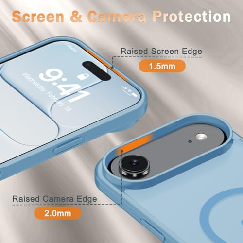 Image of YENAPOON for iPhone Air Case, Matte Magnetic Phone Cover [with 1 Screen Protector] [Support for MagSafe] [Shockproof Military Grade Protection] Translucent Frosted Back, Lavender Purple