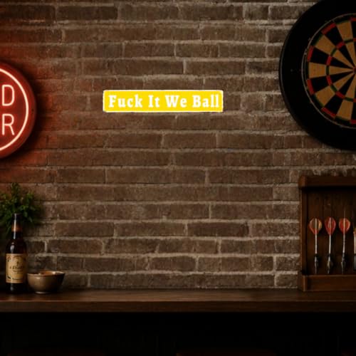 Fuck It We Ball Metal Sign, 16x4 Funny Meme Wall Decor, Garage Game Rooms - image 5