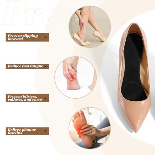 Image of 2 Pair Gel Cushion Insoles, 3 /4 Gel Cushion Insoles for Women, Non-Skidding Shoe Insoles for High Heels Sandals Flats Boots (Clear, Black)