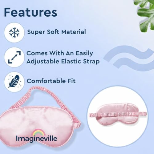 Image of Satin Silk Eye Mask for Sleeping, Ultra Smooth Soft Blindfold Sleep Mask with Elastic Strap for Women & Men, Comfortable Eye Cover for Travel, Meditation, Yoga, Nap, Relaxation & Light Blocking