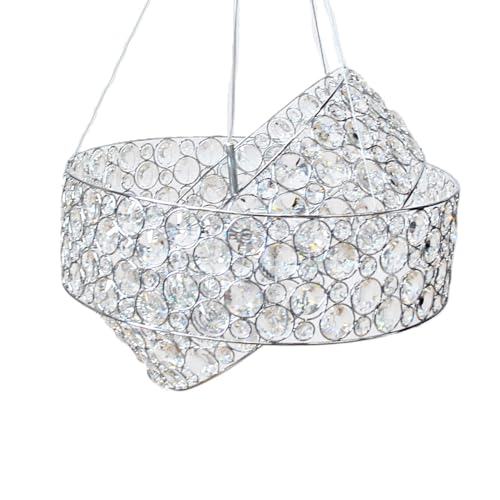 Image of LITECRAFT Ceiling Pendant Crystal Effect Hoop 3 Light - Polished Chrome Clearance