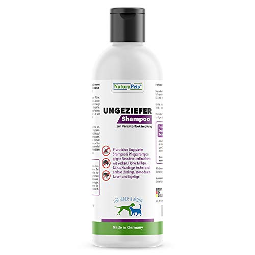 NaturaPets® Anti-Floh Shampoo für Hunde & Katzen (190ml) gegen Parasiten, Zecken, Flöhe, Milben, Läuse, Insekten (Pflanzliches Zecken, Flohshampoo & Pflegeshampoo) Cover