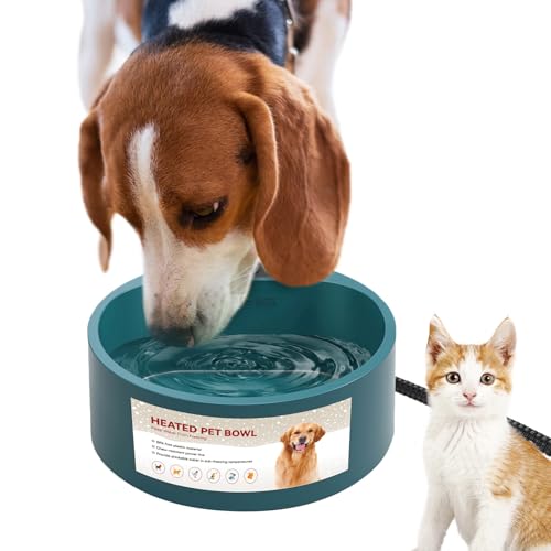 NAMSAN Heated Water Bowl for Outdoor Cats, 2.2L Heated Dog Bowl, Provides Drinkable Water in Winter, Heated Pet Drinker for Chickens Rabbits Birds Bath, Livestock Thermal Watering Trough by NAMSAN - Used condition - US$20.10