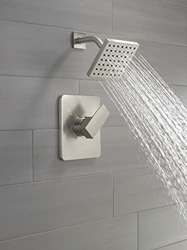 Image of Delta Modern 14 Series Shower Faucet Set, Brushed Nickel Shower Head and Handle Set, Valve Trim Kit, Stainless T14267-SS-PP (Valve Not Included)