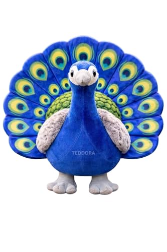 Image of Peacock Soft Toy for Girls Boys Kids,Dark Blue,Peacock Bird,Animal Plush Stuffed Baby Teddy Gift Birthday, 25cm