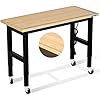 LARBANKE Adjustable 48 Workbench,Multiple Height Adjustments Workstation,Workbench with Scale,Power Plate and Wheels,for Home,Garage,Office,Holds up to 2000 Lbs