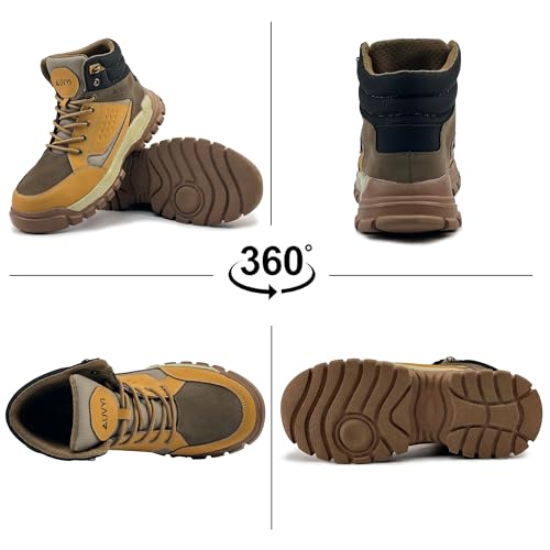 Steel Toe Work Boots for Men - Safety Wide Toe Boots Comfortable Slip Resistant Work Shoes Puncture Proof Footwear for Construction, Outdoor&Industrial4