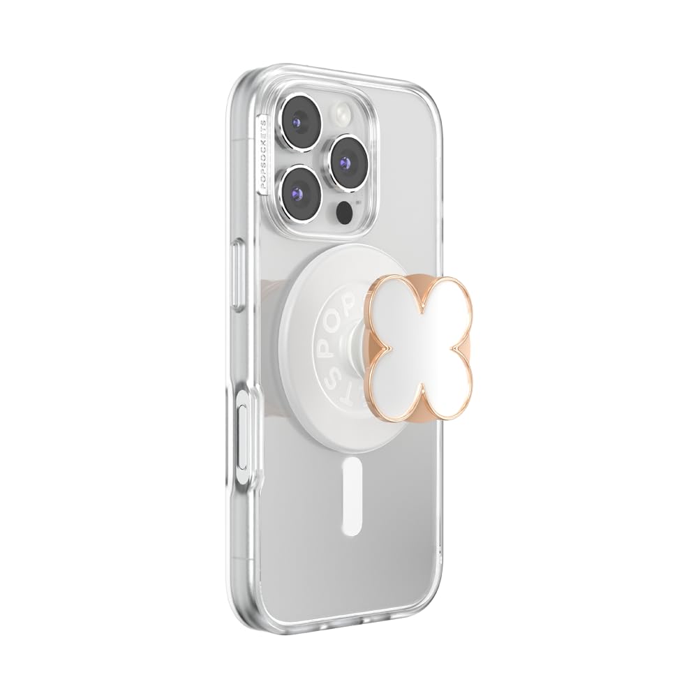 PopSockets Phone Grip for MagSafe, Magnetic Holder- Clover Rose Gold