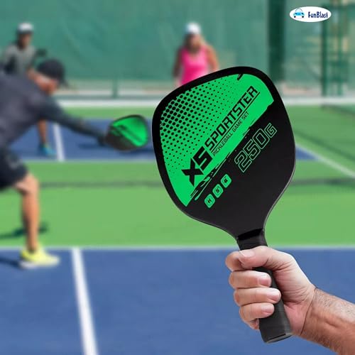 Image of FunBlast Pickle Ball Racket Set - 2 Premium Wood Rackets with 4 Balls & Portable Carry Bag, Ideal for Kids, Men & Women - Durable & Lightweight, Outdoor Activities (Green)