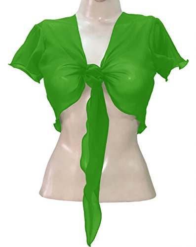 Image of Indian Trendy Women's Chiffon Short Sleeve Tie Top Choli Blouse Belly Dance Gypsy Tie Front Cardigan Tops