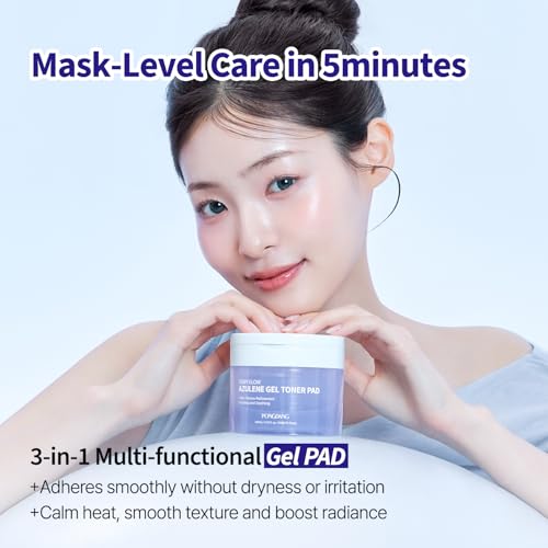 PONGDANG Dewy Glow Azulene Gel Toner Pad (70 Pads) | Cooling & Soothing Facial Pads for Hydration, Skin Texture & Glow with Guaiazulene, Chamomile, Vegan Collagen | Korean Skin Care — view 3