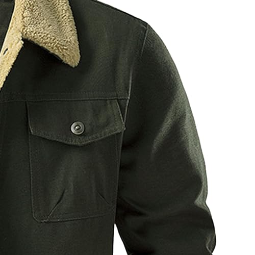 JEShifangjiusu Men'S Vintage Fleece Sherpa Lined Lapel Button Down Thickened Winter Coats Corduroy Denim Trucker Jackets4