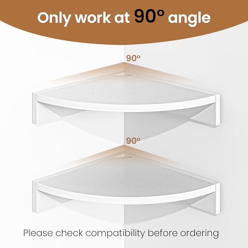 Image of Fun Memories Corner Shelf Wall Mount, Wood Floating Corner Shelves, Corner Wall Shelf for Bedroom, Bathroom, Kitchen, Living Room (White, 3 Pack)
