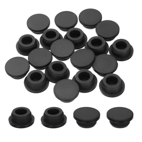 Image of uxcell 20 Pcs Hole Plugs, Heat Resistant Silicone Flush Type Fastener Hole Cover Plug for 24mm(15 /16 Inch) Hole, Round Snap Locking Tubing Plug Hole for Furniture Cabinet, Black