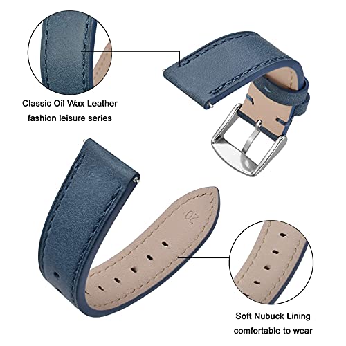 ANNEFIT Watch Band 16mm 17mm 18mm 19mm 20mm 21mm 22mm 24mm - Classic Oil Wax Leather Quick Release Watch Strap for Men Women - Image 4