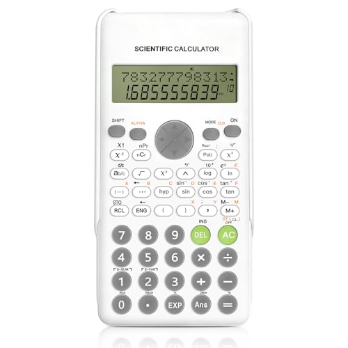 GAOHUI Scientific Calculator - 240 Functions Maths Calculator with Sliding Protective Cover, LCD School Calculators for Office Home Business Teachers Engineering (White)