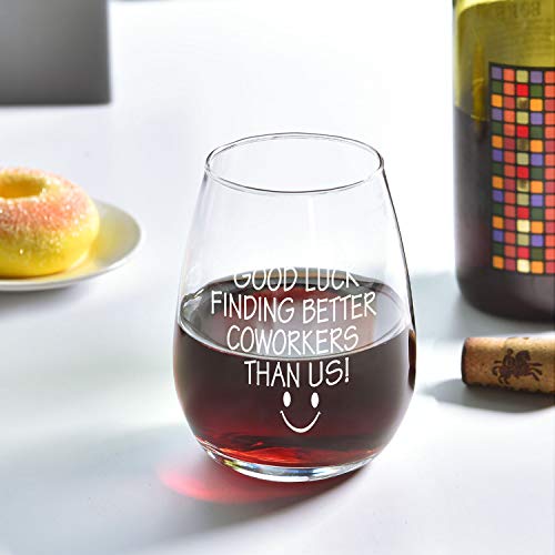 Good Luck Finding Better Coworkers Than Us Stemless Wine Glass 15Oz, Funny Wine Glass For Going Away, Leaving, Farewell, New Job, Women Men Coworkers Colleagues Boss Friends #TOP1