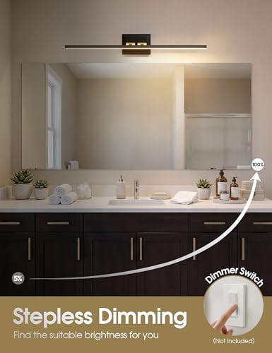 Image of VOLISUN Modern Bathroom Vanity Light 39.4 inch, Rotatable, 24W Dimmable 5CCT Led Bathroom Light Fixture Over Mirror, Black Gold Bar Vanity Light for Bathroom Mirror Cabinets-ETL Certificated