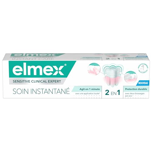 ELMEX - Sensitive Instant Care Fluorid Zahnpasta - Langanhaltender Schutz für empfindliche Zähne - wirkt in nur 1 Minute - klinisch nachgewiesen - 75 ml Tube