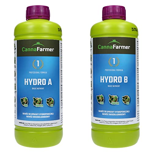 CANNAFARMER Hydro A + B Dünger für den Anbau von Hanf für Wachstum und Blüte, hydroponischen und aeroponischen Anbau, Set 1l + 1l Cover