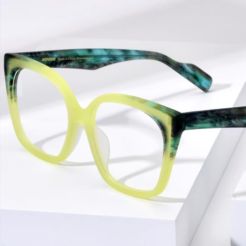 Image of HEPIDEM Gradient Multicolor Acetate Glasses Frame Women Big Oversize Eyeglasses 2023 New Spectacles Eyewear