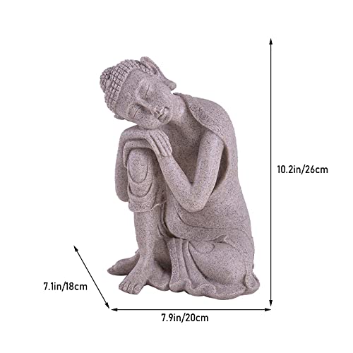 Statua di Buddha tailandese resistente alle intemperie - Statuetta di Buddha seduto che medita e dorme per altare di meditazione, sala yoga, decorazione da giardino zen, decorazione artistica bianca