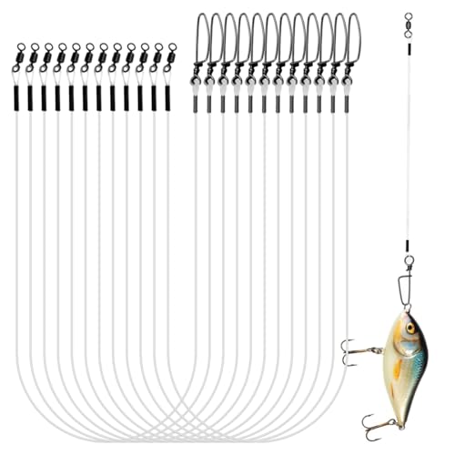 12 Pièce Bas de Ligne Fluorocarbone Bas de Ligne...