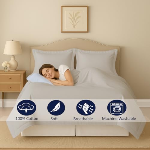 Funda de edredón con cremallera oculta y lazos eBeddy Linens algodón egipcio resistente 4