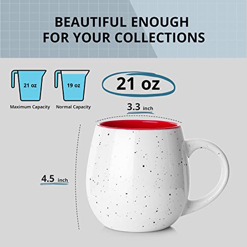 Lifver 20 Ounces Coffee Mugs Set Of 4, Large Ceramic Coffee Mugs With Large Handles For Coffee, Tea, Hot Cocoa, Christmas Gifts For Women Men, Jumbo Soup Mugs Set Of 4,Easy To Hold & Clean #TOP2