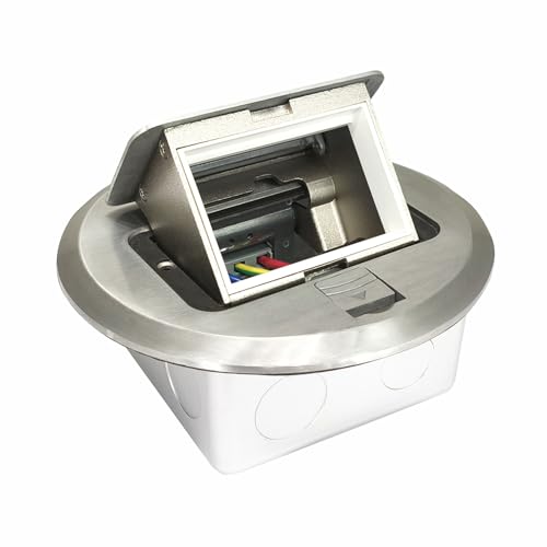 Image of MX 6-Module Floor Pop-Up Box - Stainless Steel Flush Mounting, 45 Series Modules, 90 Top Cover, Concrete Floor Installation, Silver