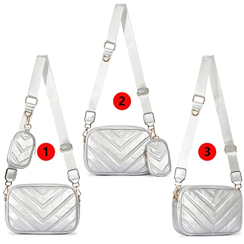Image of Herald Quilted Small Crossbody Bag with Coin Pouch for Women | Lightweight, Vegan Leather, Trendy Style, Detachable Mini Pouch, 2 Size Cross Body Handbags with Wide Strap for Daily Travel