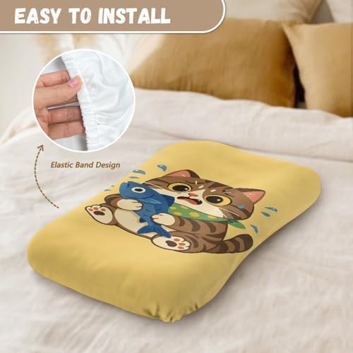 Image of ZOUTAIRONG Cute Cat Fish Sheetsack Bassinet Sheets Neutral Unisex Fitted Cute Baby Bassinet Sheets Set for Standard Bassinets for Baby Boys or Girls