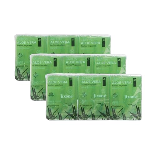 LIXONÉ - Jabón Aloe Vera Artesanal 9 Unidades | Jabón Hidratante para Manos, Cara y Cuerpo | Cremosa Espuma para Piel Suave