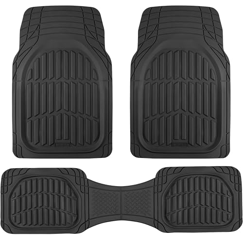 Image of Motor Trend FlexTough LITE Rubber Car Mats Full Set - All Weather Floor Mats for Cars & SUVs - Automotive Waterproof Black Car Floor Mats for Cars Interior Accessories Universal Trim-to-Fit